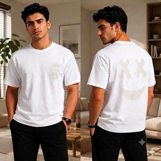 ZILAL Drip Smiley Oversized Tee - White
