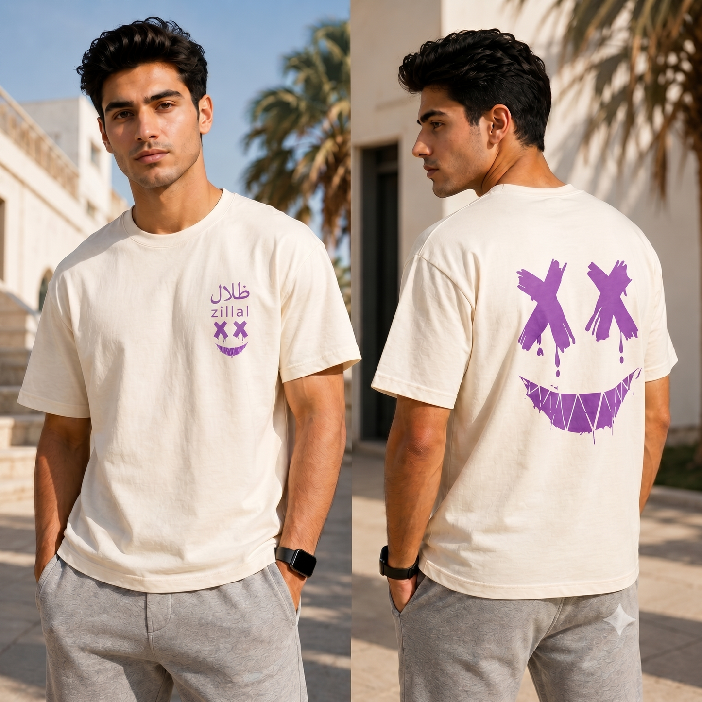 ZILAL Drip Smiley Oversized Tee - White