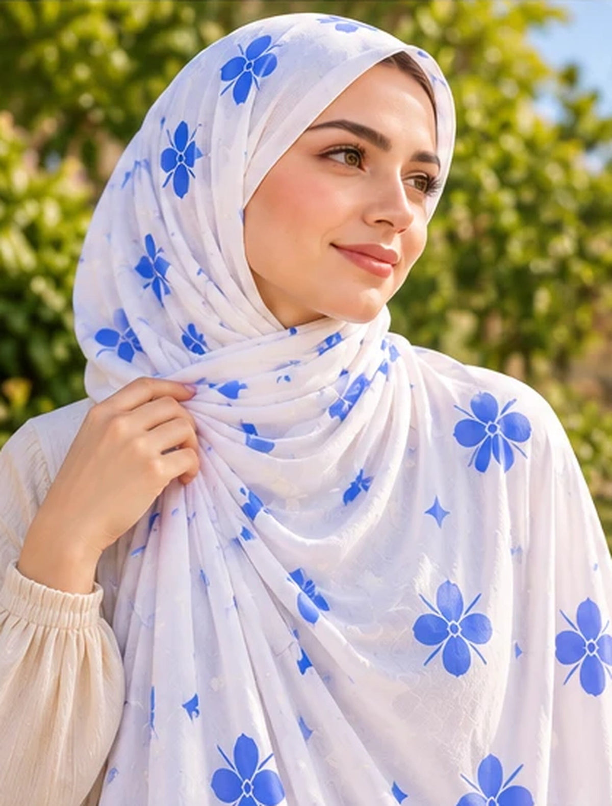 Flower Hijab · Blue